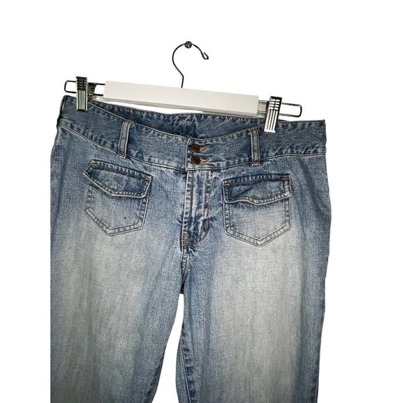 Abercrombie and Fitch Vintage Jeans Low Rise Flared Solid Blue Size 6 - Picture 1 of 5